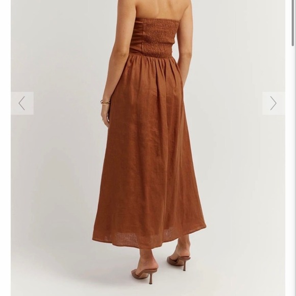 DISSH Lexi Spice Linen Midi Dress Strapless Terracotta Size US 4 AU 8 - Picture 2 of 8